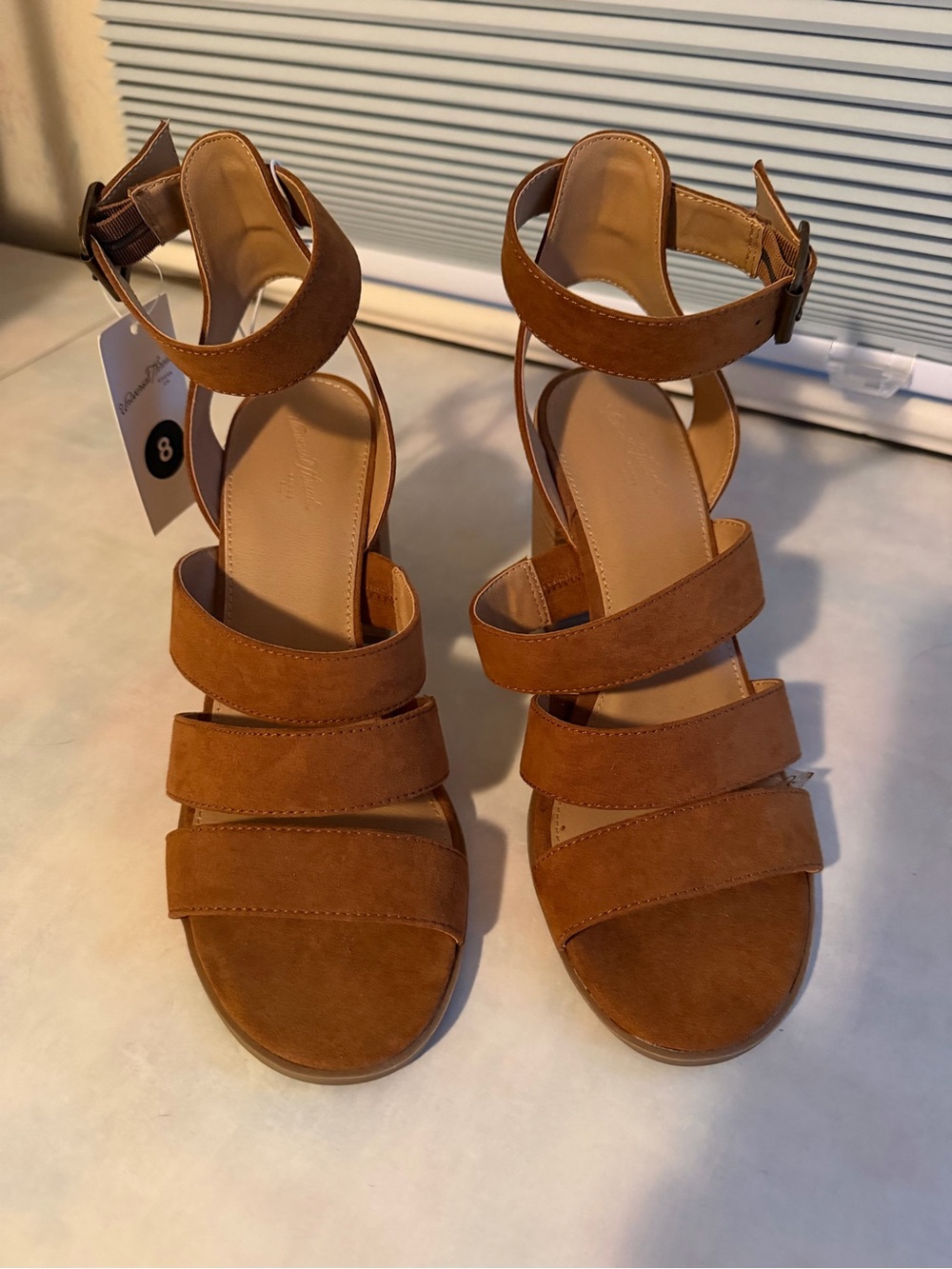 Universal Thread Women’s Triple-Strap Ankle Buckle Sandals in Brown